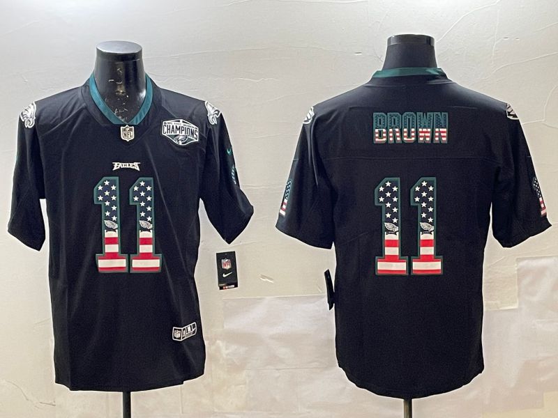 Men Philadelphia Eagles #11 Brown Black National Flag 2025 Nike Vapor Limited NFL Jersey style 6